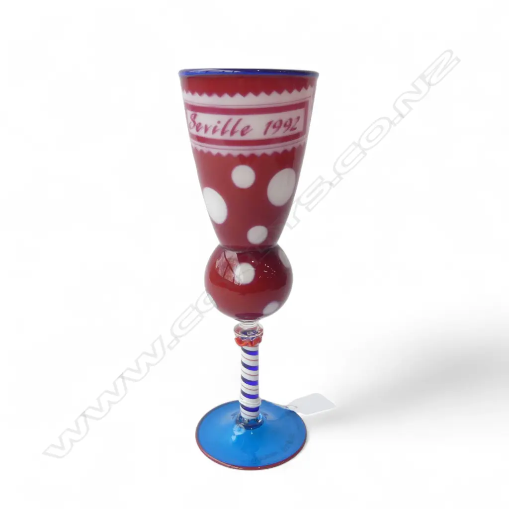 GIOVANNI GLASS GOBLET #377 - JOHN CROUCHER & JOHN LEGGOT - 1992 SEVILE EXPO H.245mm Image 1++