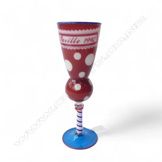 GIOVANNI GLASS GOBLET #377 - JOHN CROUCHER & JOHN LEGGOT - 1992 SEVILE EXPO H.245mm