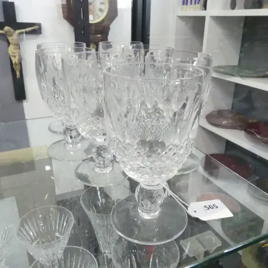7 WATERFORD CUT CRYSTAL STEM GLASSES H.120mm