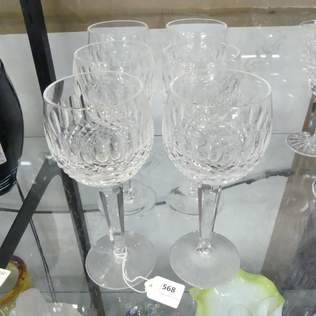 6 WATERFORD CUT CRYSTAL HOCK GLASSES H.190mm Image 1++
