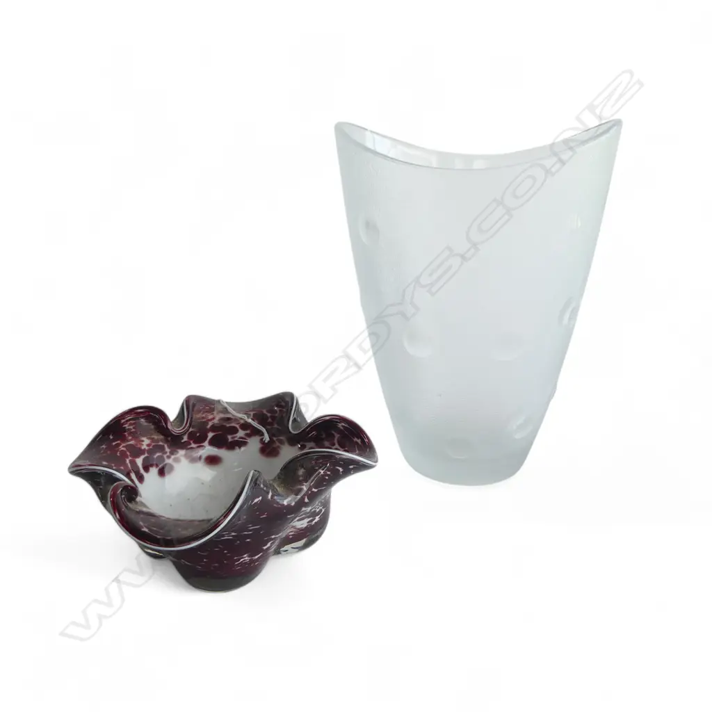 ITALIAN GLASS VASE H230MM & MURANO GLASS BOWL DIA170MM Image 1++