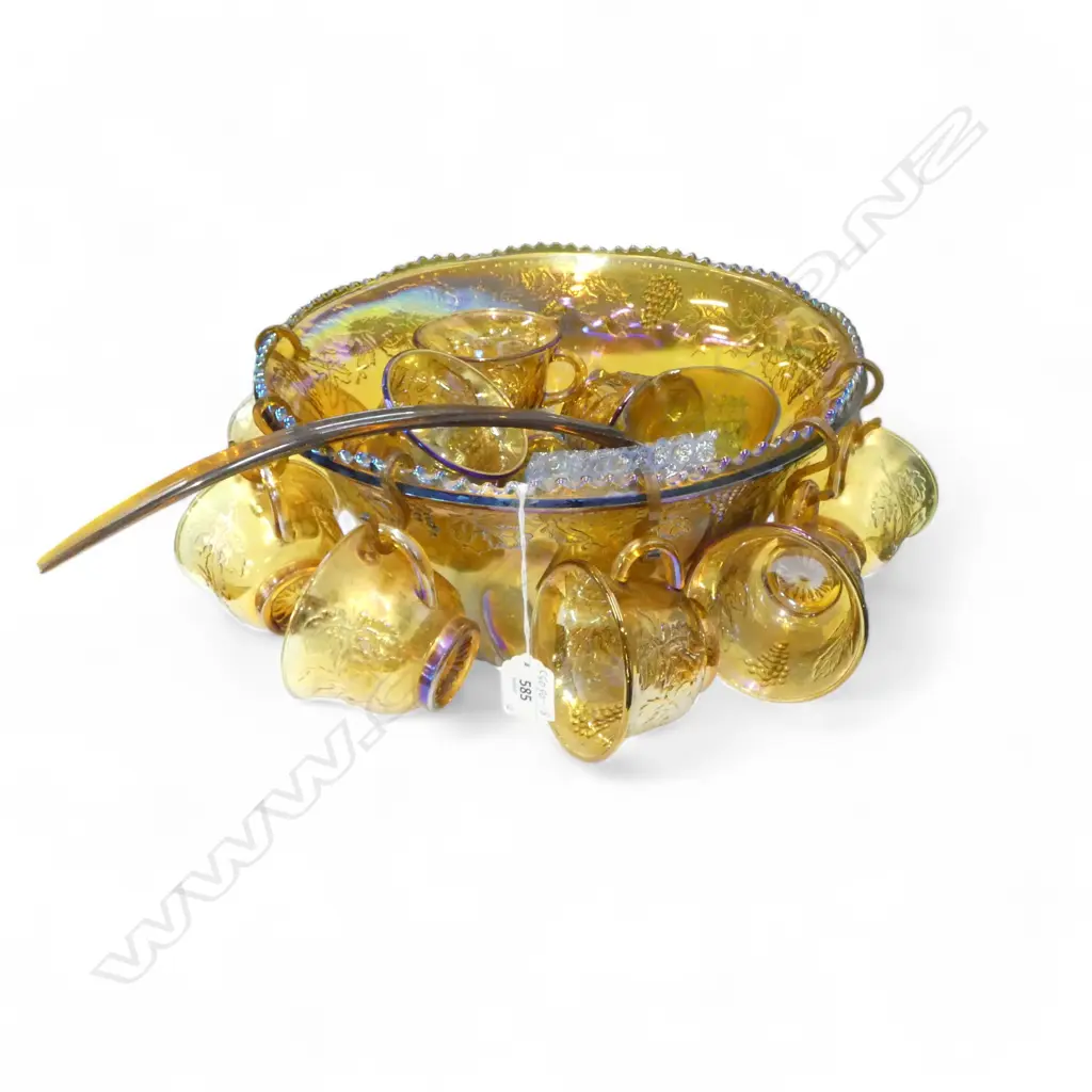  CARNIVAL GLASS PUNCHBOWL + 11 GLASSES etc Image 1++