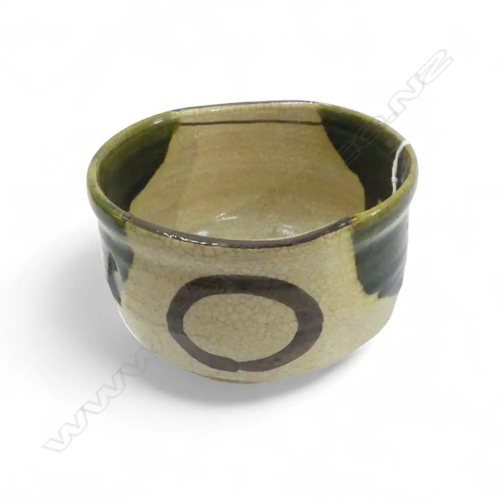 JAPANESE ORIBE WARE CHAWAN BOWL 110mm dia Image 1++