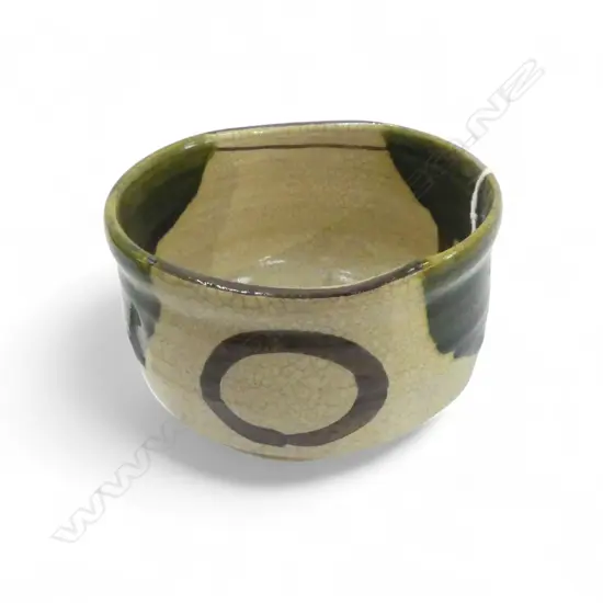 JAPANESE ORIBE WARE CHAWAN BOWL 110mm dia