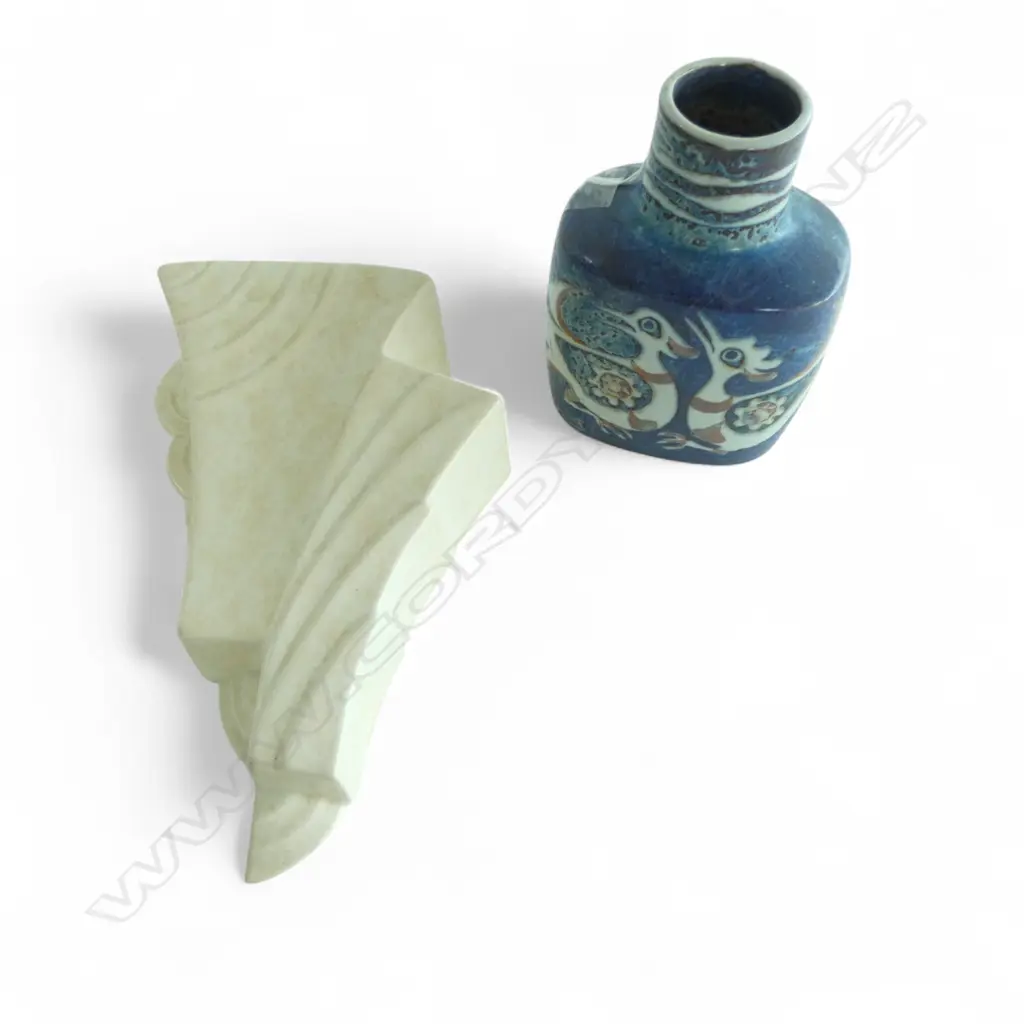 1960's ROYAL COPENHAGEN BACA FAIENCE VASE by NILS THORSSON, H.130mm & ART DECO WALL VASE, H.200mm Image 1++