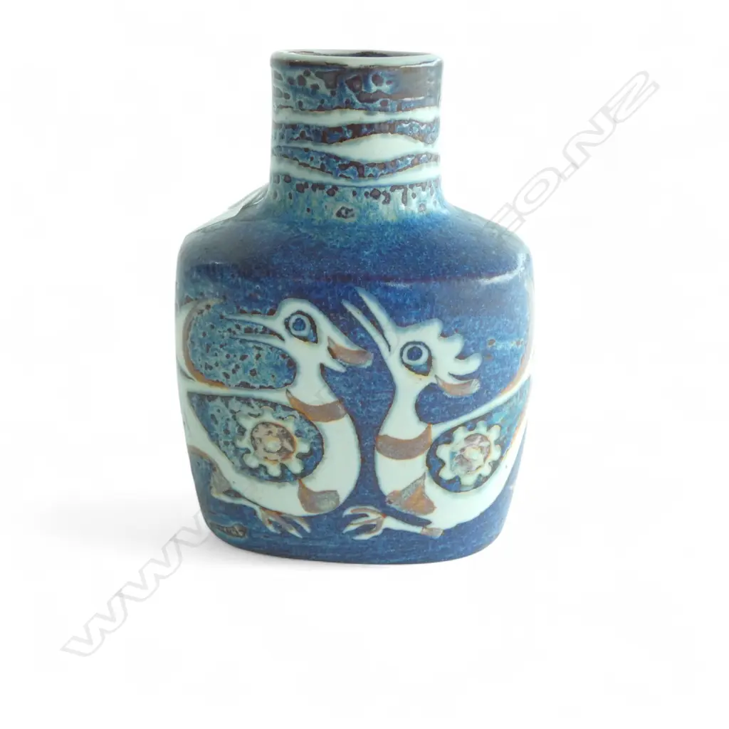 1960's ROYAL COPENHAGEN BACA FAIENCE VASE by NILS THORSSON, H.130mm & ART DECO WALL VASE, H.200mm Image 1++