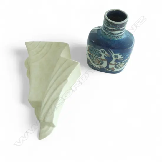 1960's ROYAL COPENHAGEN BACA FAIENCE VASE by NILS THORSSON, H.130mm & ART DECO WALL VASE, H.200mm