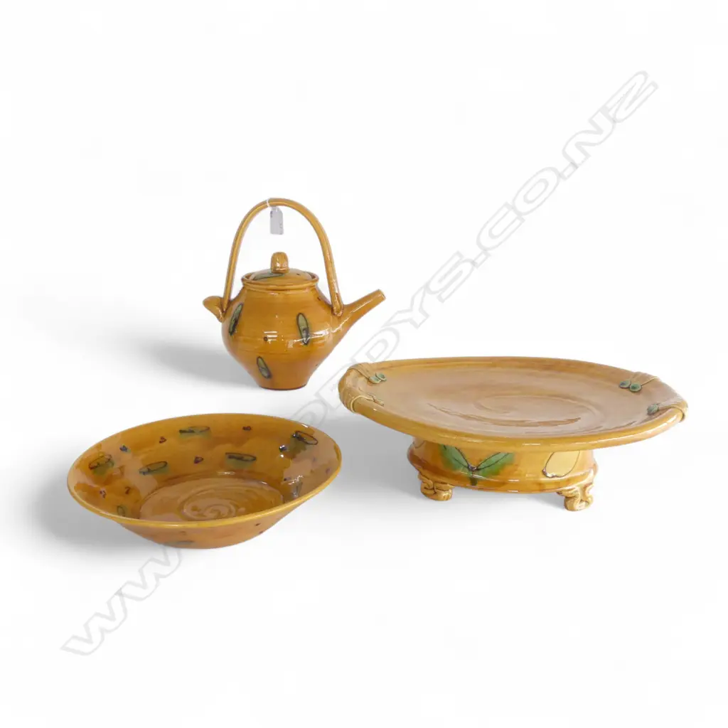 3 PCES OF POTTERY by FENELLA MALLALIEU (UK) W.380mm Image 1++