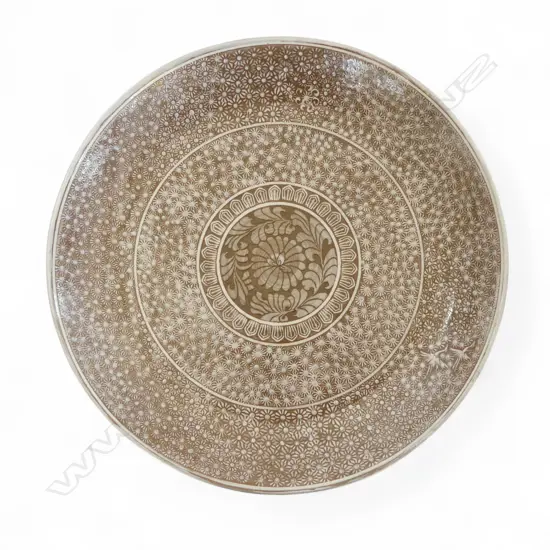 KEUM SUN LEE WIDE DISH, BROWN/CREAM/SILVER, Dia.350mm