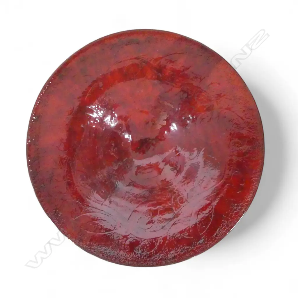 KEUM SUN LEE RICH RED WIDE DISH, Dia.420mm Image 1++