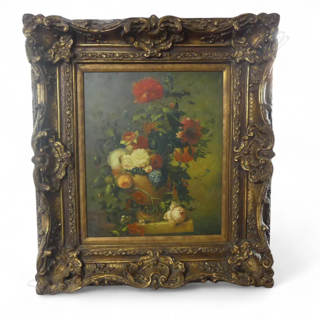 ARTIST UNKNOWN DUTCH STYLE STILL LIFE OIL ON CANVAS IN DECORATIVE GOLD FRAME 600 X 500MM Image 1++