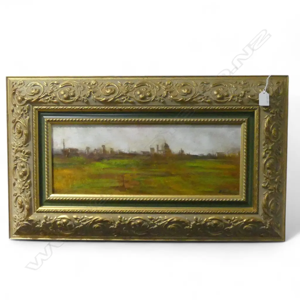 EDUARDO AMATO ITALIAN TOWNSCAPE 1996 OIL ON BOARD SIGNED 190 X 470 MM Image 1++