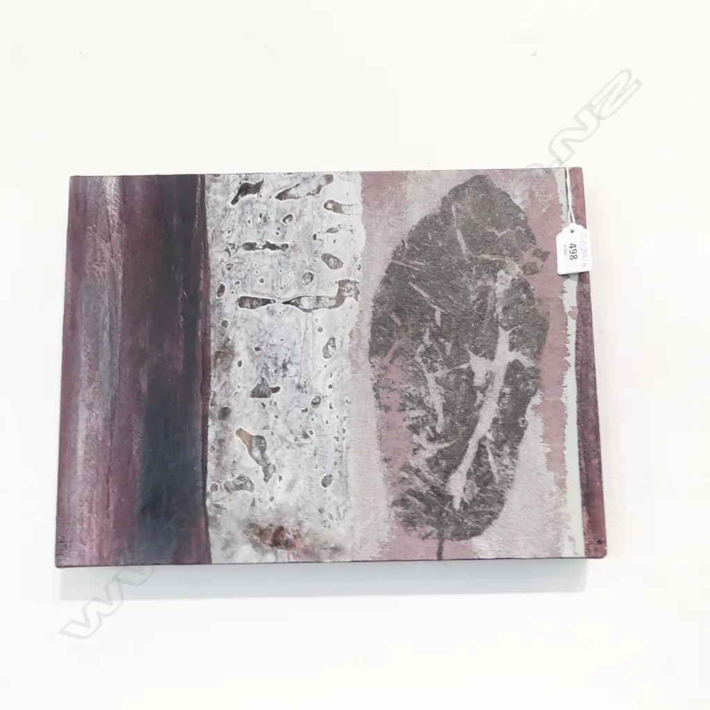 DOREEN McNEILL 'LEAF (MAROON)' ACRYLIC ON CANVAS 280x380mm Image 1++