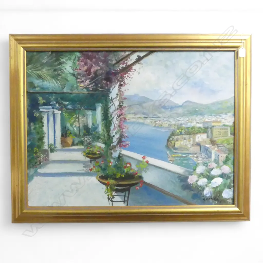 SIGNED J NUTINO? ITALIAN LOGGIA OIL ON CANVAS 590 X 700 MM Image 1++