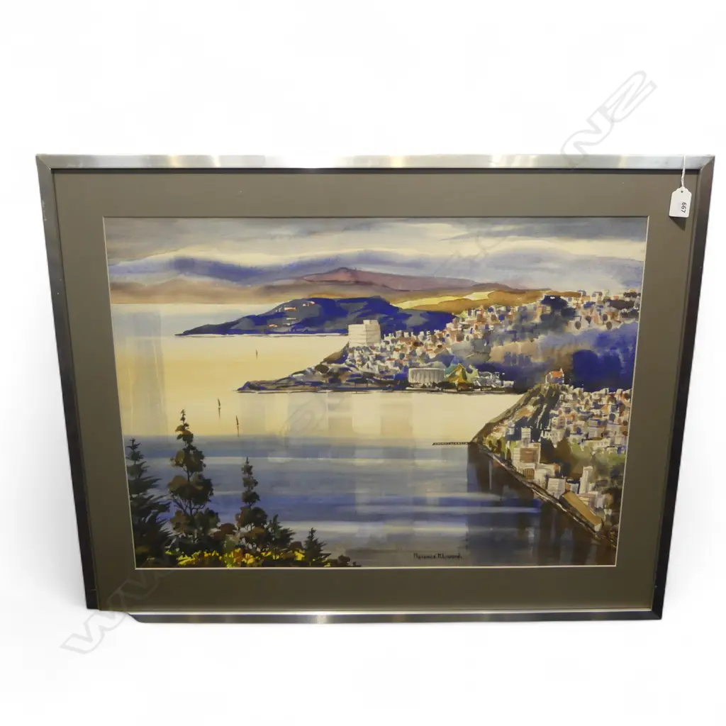 FLORENCE M. LUXFORD, CALM WELLINGTON HARBOUR, W/C, 490x690mm Image 1++