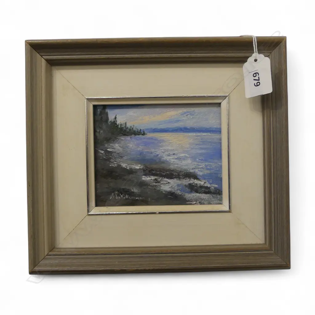 INDISTINCTLY SIGNED OIL, COASTAL SCENE, 90x115mm Image 1++