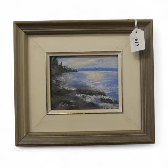 INDISTINCTLY SIGNED OIL, COASTAL SCENE, 90x115mm