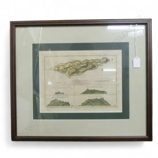 ANTIQUE MAP 'A CHART & VIEWS OF PITCAIRNS ISLAND' HAND COLOURED ETCHING 1773 215x285mm