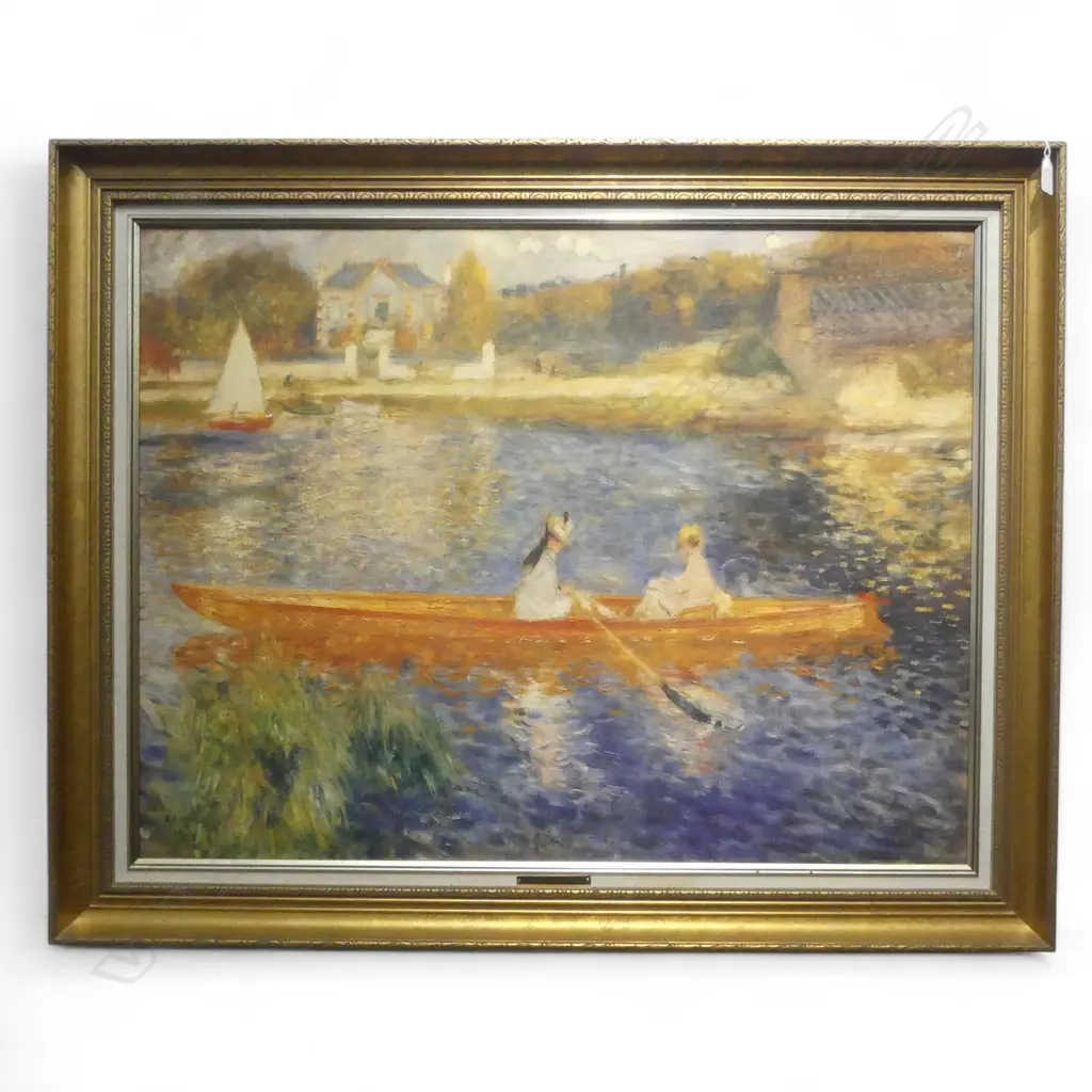 RENOIR PRINT ON CANVAS 'BOATING ON THE SEINE' 650x850mm Image 1++