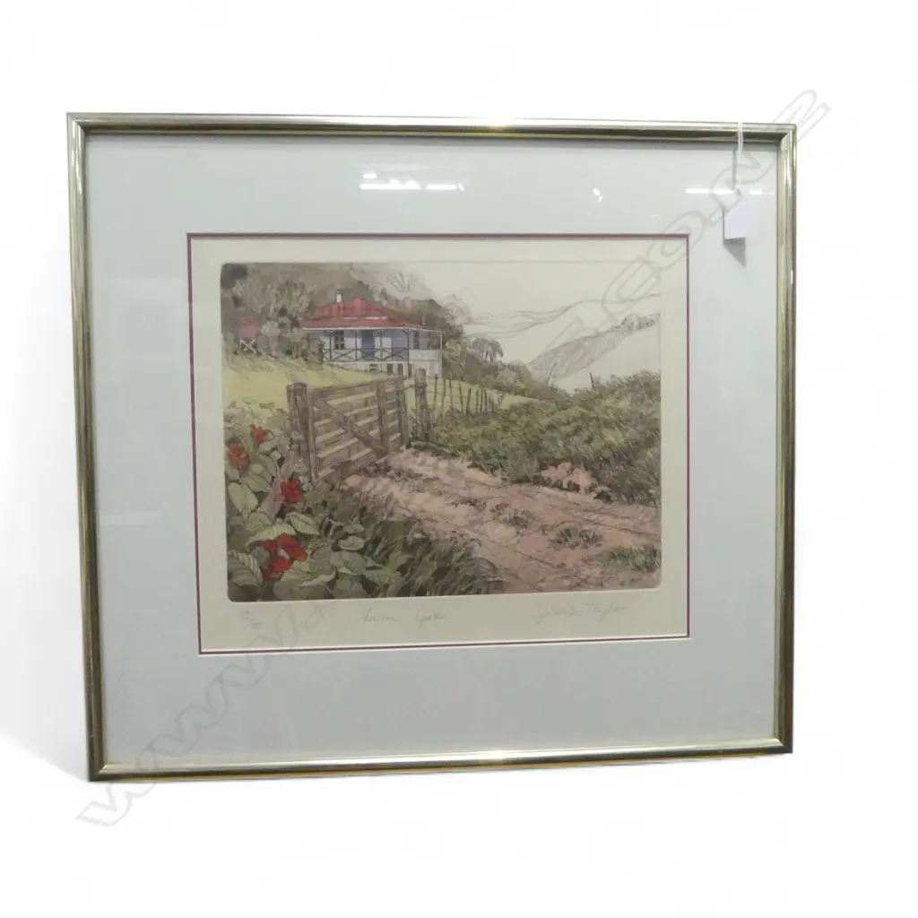 CYNTHIA TAYLOR, FARM GATE, ETCHING Ed. 15/80, 300x370mm Image 1++