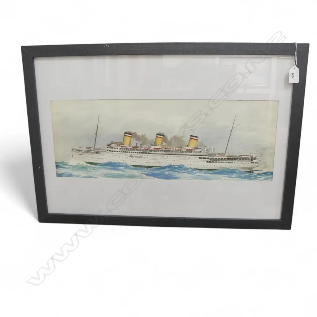 ERIC ARTHUR WATKIN (1895-1961), SHIP, W/C, 190x530mm Image 1++