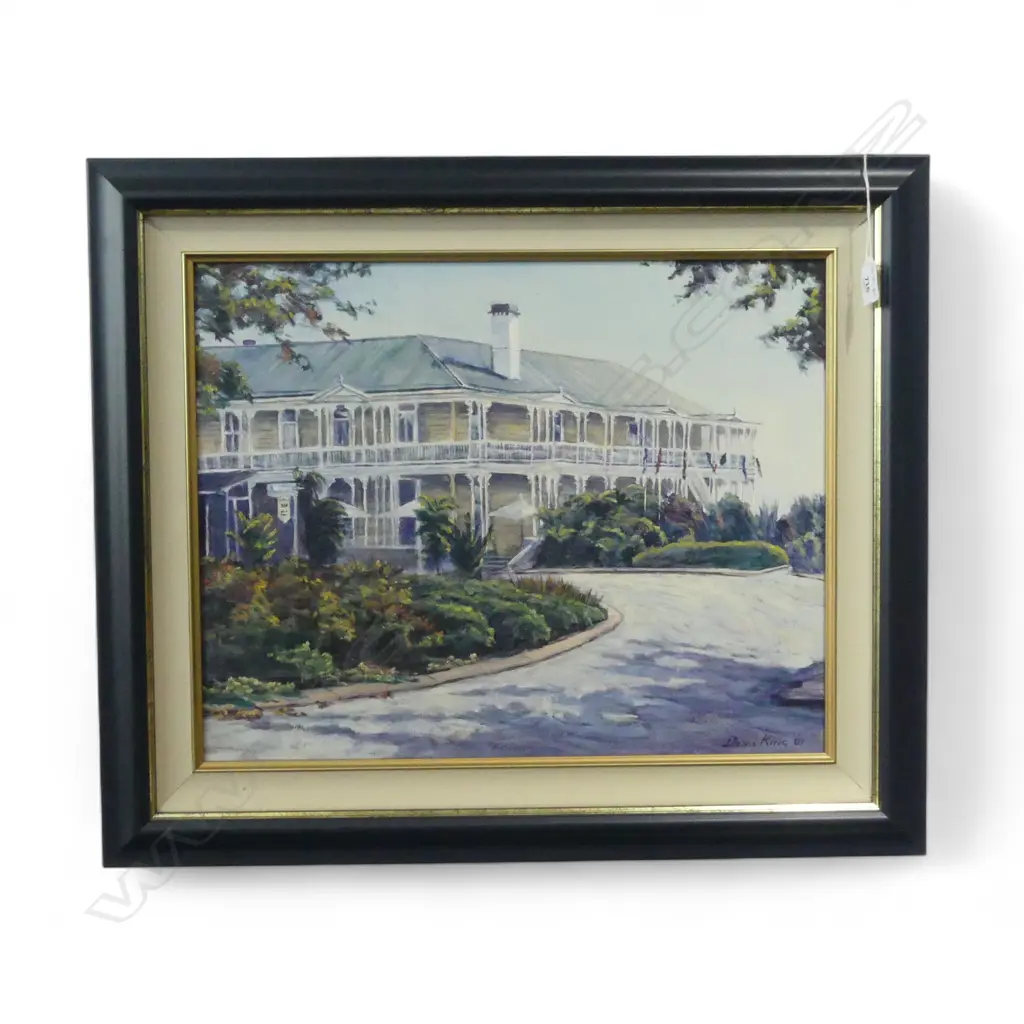 DENIS KING 'THE GRAND OLD LADY OF PRINCES GATE' 2001 OIL ON CANVAS BOARD SIGNED AND DATED 390 X 490 MM Image 1++
