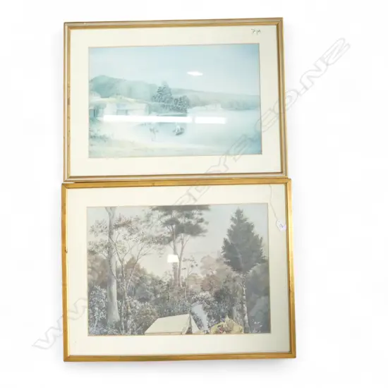 2 COLONIAL LANDSCAPE PRINTS 390x550mm