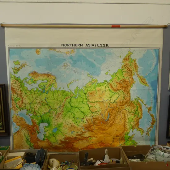 LARGE VINTAGE SCHOOL MAP OF 'NORTHERN ASIA/U.S.S.R.'