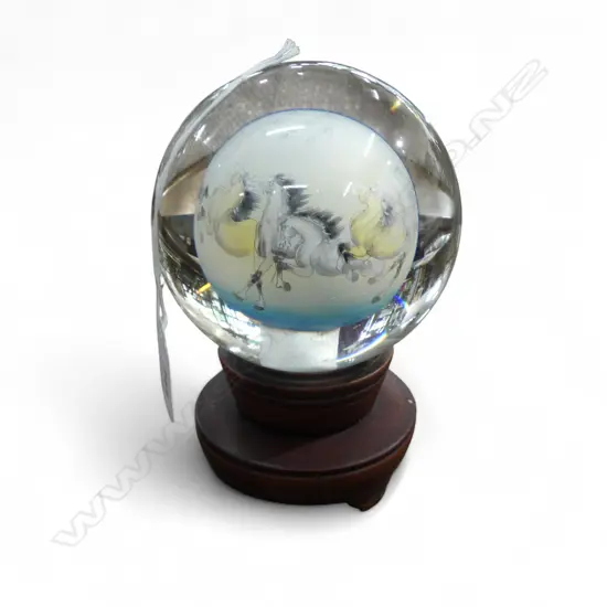 CHINESE GLASS BALL ON STAND H.160mm