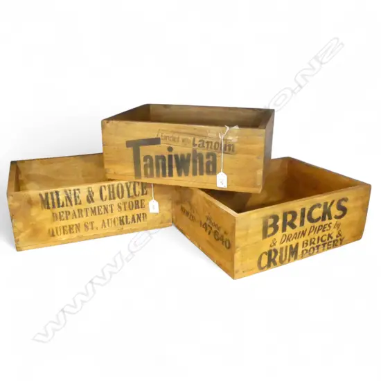 3 WOODEN CRATES 300x390x150mm