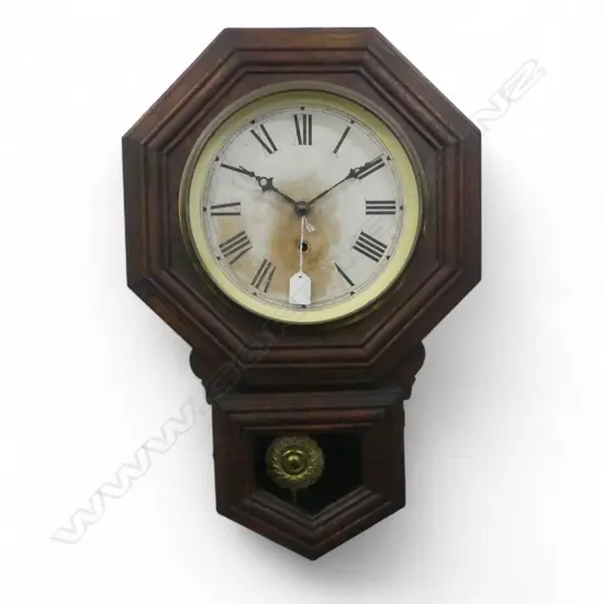 ANTIQUE AMERICAN OAK WALL CLOCK H.610mm