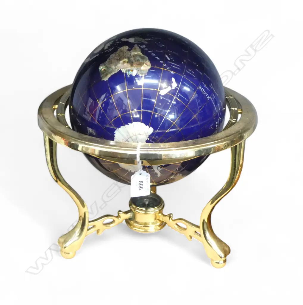 GEMSTONEGLOBE WITH COMPASS IN STAND 340 MM (H) Image 1++