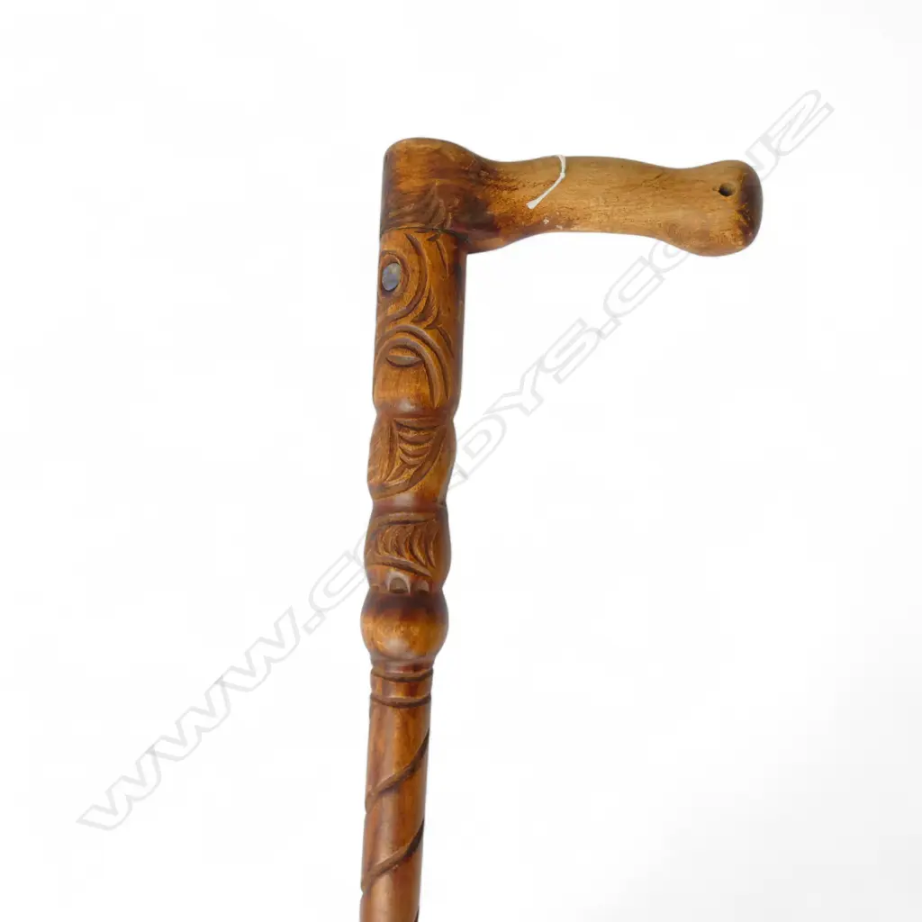 MAORI CARVED WALKING STICK Image 1++