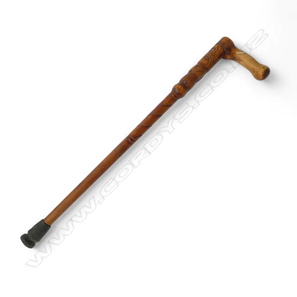 MAORI CARVED WALKING STICK Image 1++