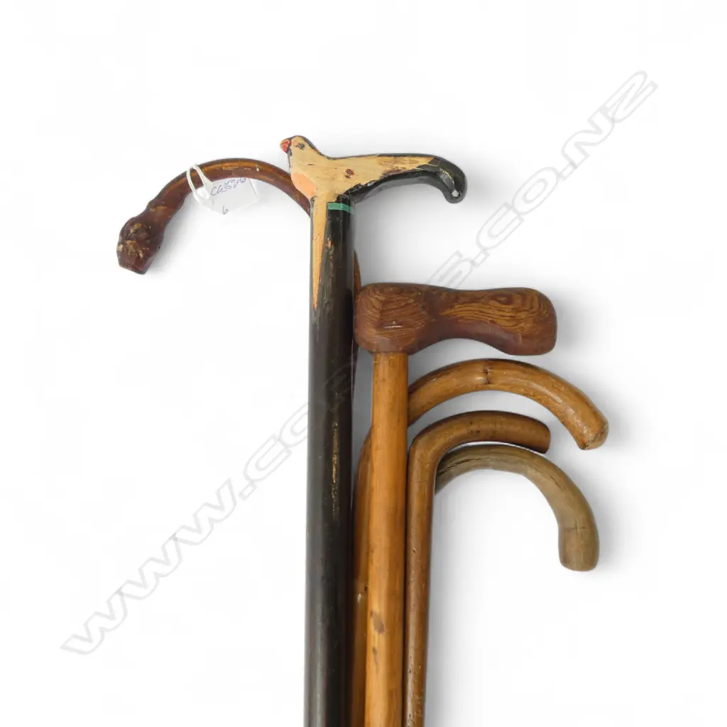 6 WOODEN or CANE WALKING STICKS Image 1++