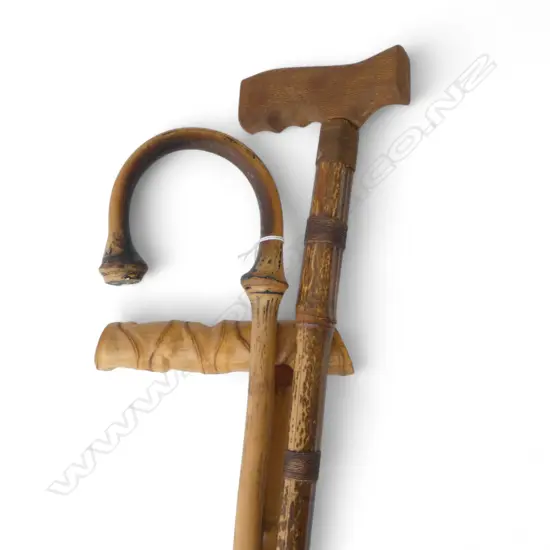 3 BAMBOO WALKING CANES