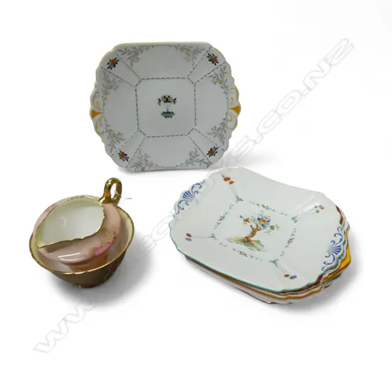 6 SHELLEY CHINA CAKE PLATES MIXED PATS & SHELLEY CHINA C/SUGAR