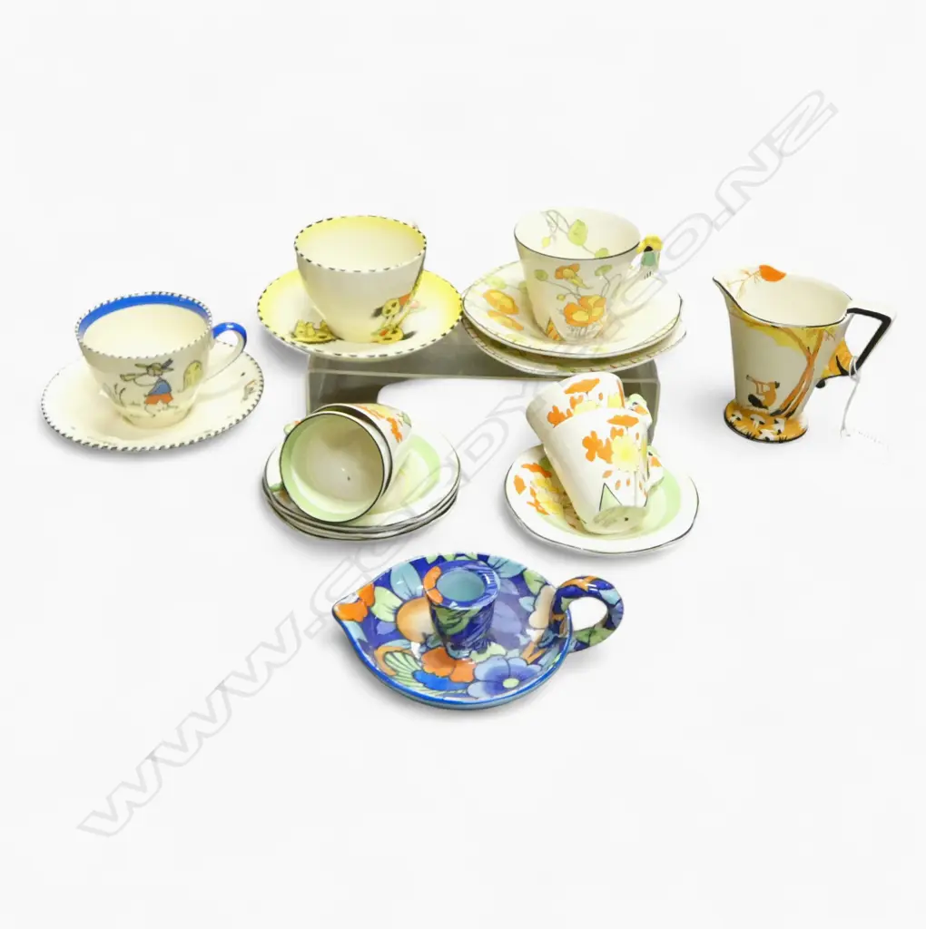 COLLECTION OF 7 BURLIEGH WARE CHILDS CHINA & PAN PIPER JUG Image 1++