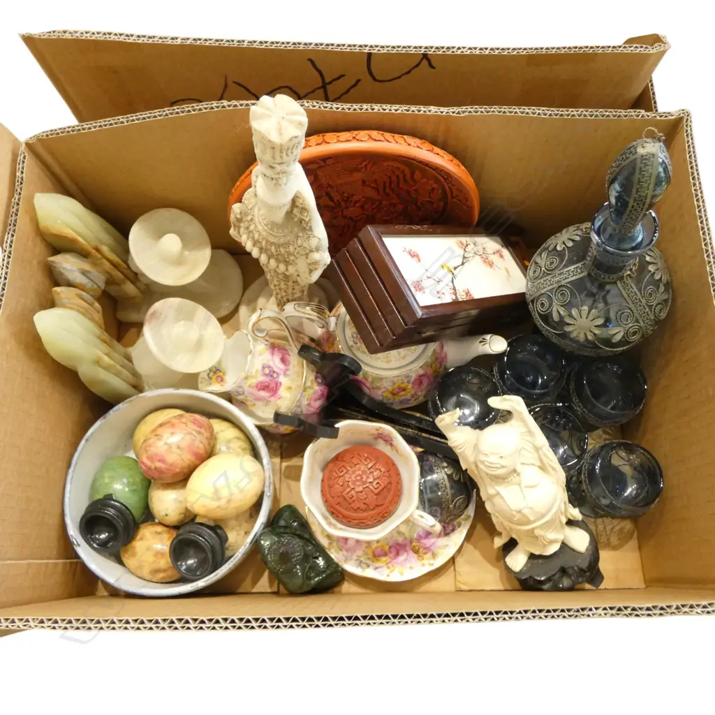 ASST. ITEMS; CHINA, PR ONYX BOOKENDS & EGGS, ORIENTAL ETC Image 1++