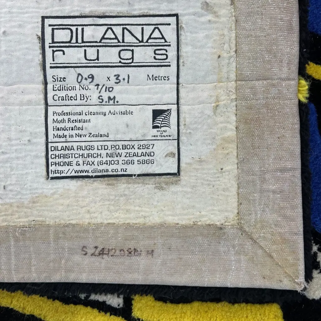 DILANA RUG BY MICHEL REED 'DOUBLE SKINK RUNNER' 9/10 2001 3100x900mm Some marks Image 1++