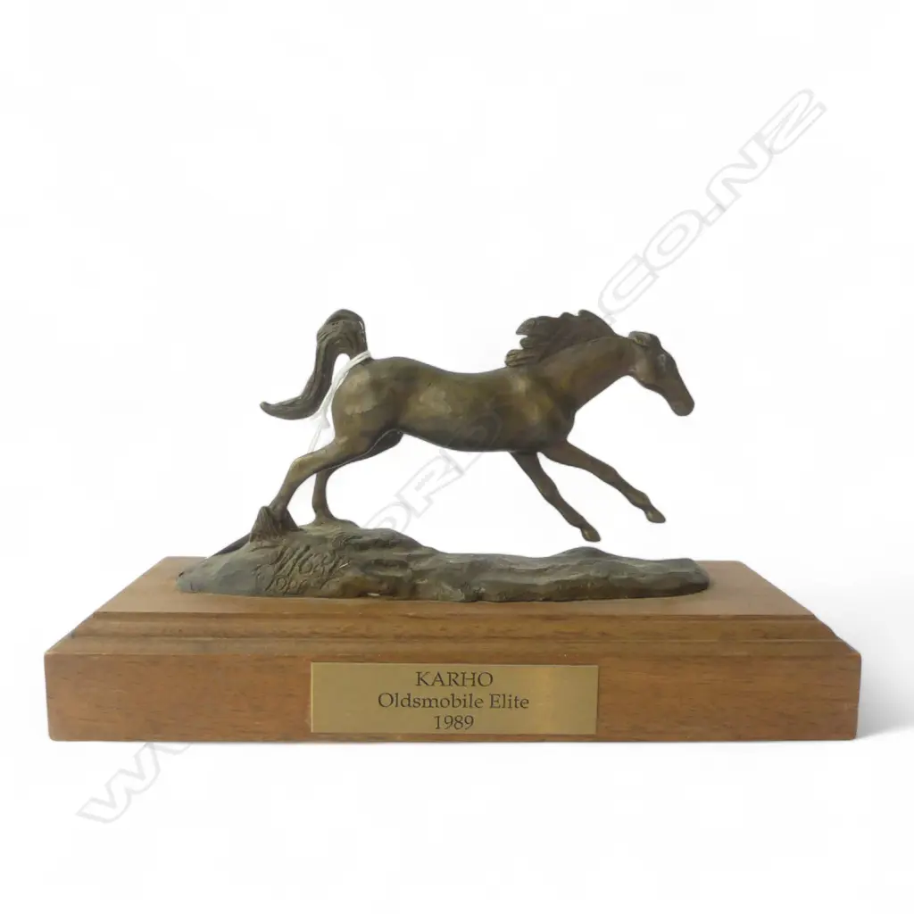 BRONZE HORSE SCULPTURE 'KARHO OLDSMOBILE ELITE 1989' ED. OF 300 L.255mm Image 1++