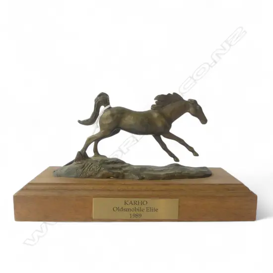 BRONZE HORSE SCULPTURE 'KARHO OLDSMOBILE ELITE 1989' ED. OF 300 L.255mm