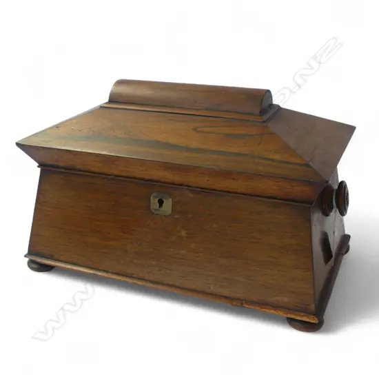 ANTIQUE ROSEWOOD TEA CADDY W.350mm