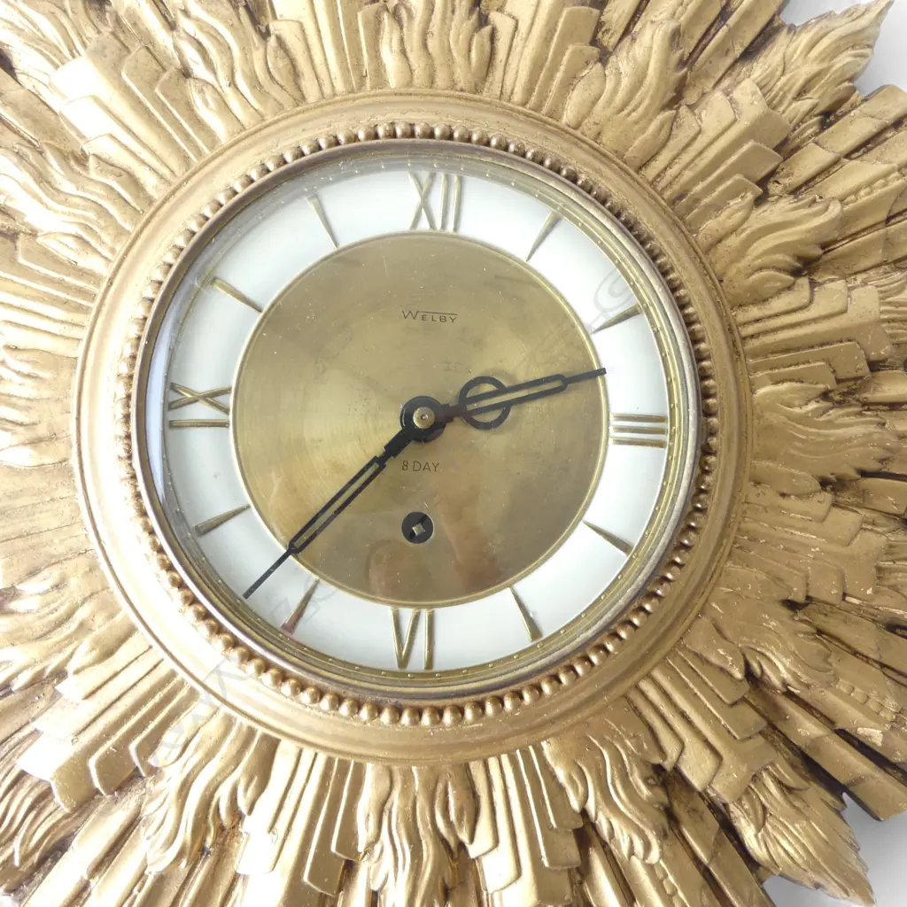 GILDED WELBY SUNBURST WALL CLOCK, DIA.500mm Image 1++