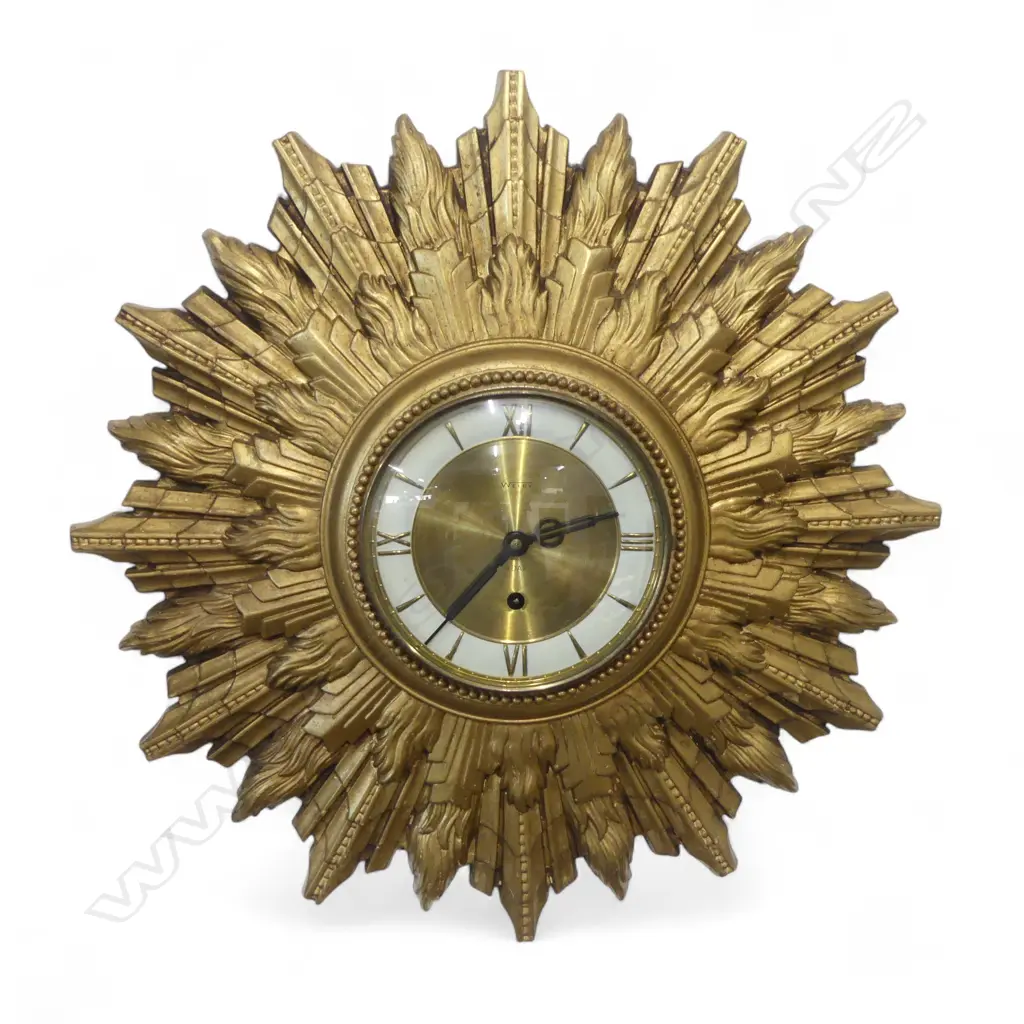 GILDED WELBY SUNBURST WALL CLOCK, DIA.500mm Image 1++