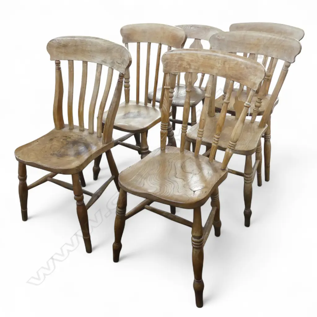 6 ANTIQUE ENGLISH OAK DINING CHAIRS Image 1++