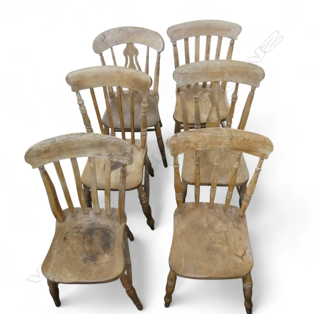 6 ANTIQUE ENGLISH OAK DINING CHAIRS Image 1++