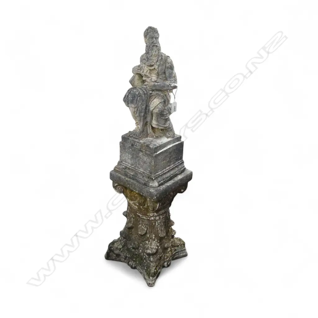CONCRETE GARDEN PLINTH OF PHILOSOPHER ON COLUMN H.850mm Image 1++