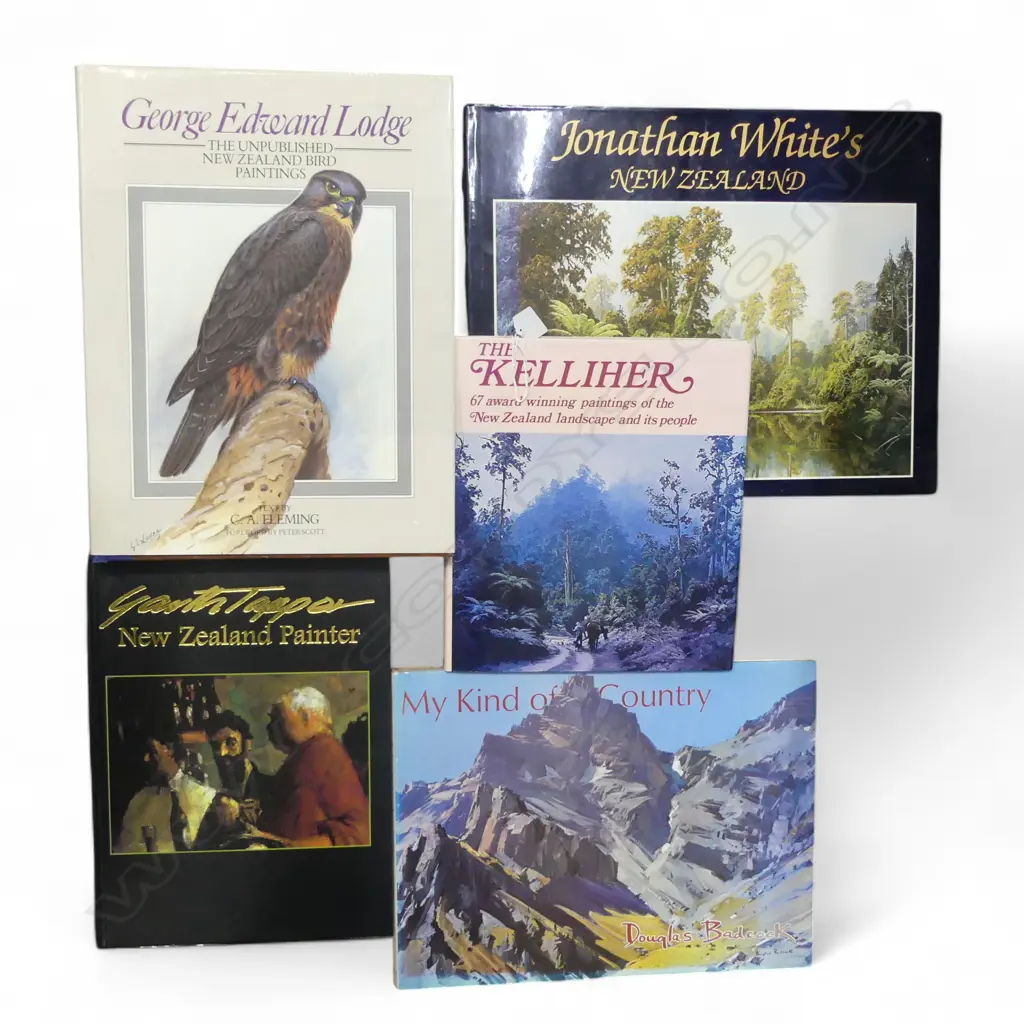 5 NZ ART BOOKS; J WHITE, D BADCOCK, G TAPPER, G E LODGE, THE KELLIHER Image 1++