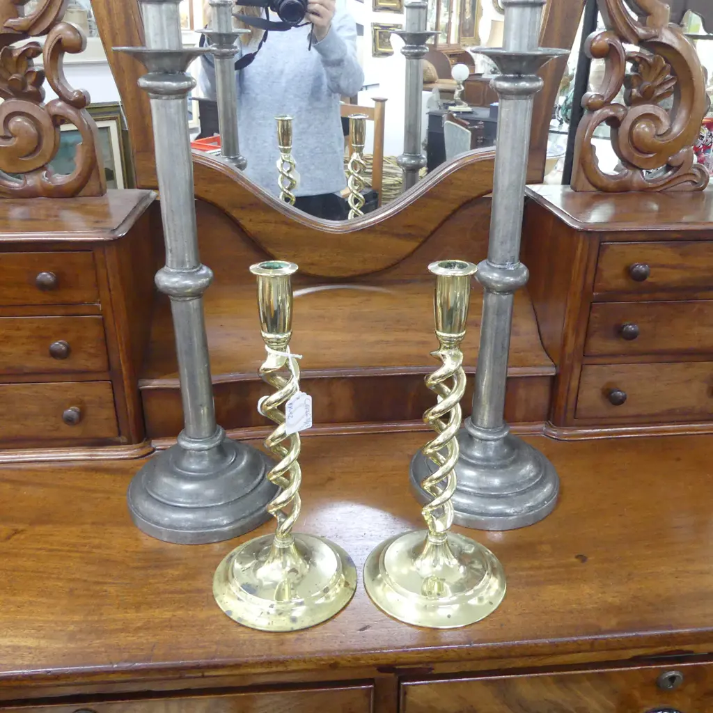 2 PRS METAL CANDLESTICKS H.490 / 300mm Image 1++